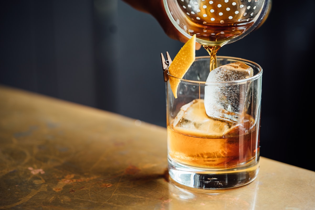 Whiskey neat being poured